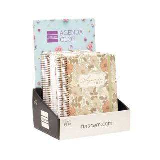 Finocam Cloe Expositor con 6 Agendas de Espiral en Catalan - Anual 2026 - Planificador - Cierre de Goma - Formato E10 - 1 Dia p