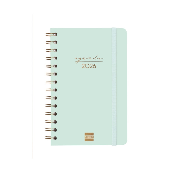 Finocam Alma Agenda - Anual 2026 - con Espiral - Formato E5 - 131x19x190mm - Semana Vista Horizontal - Color Menta