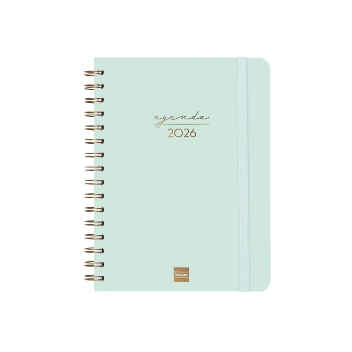 Finocam Alma Agenda en Catalan - Anual 2026 - con Espiral - Formato E10 - 172x19x220mm - Semana Vista Horizontal - Color Menta