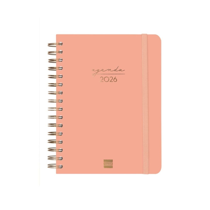 Finocam Alma Agenda en Catalan - Anual 2026 - con Espiral - Formato E10 - 172x19x220mm - Semana Vista Horizontal - Color Coral