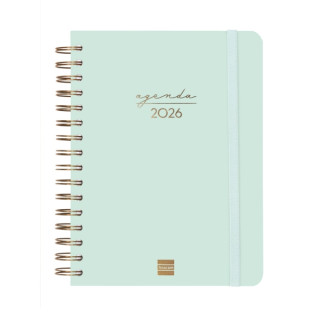 Finocam Alma Agenda en Catalan - Anual 2026 - con Espiral - Formato E10 - 180x30x220mm - 1 Dia por Pagina - Color Menta
