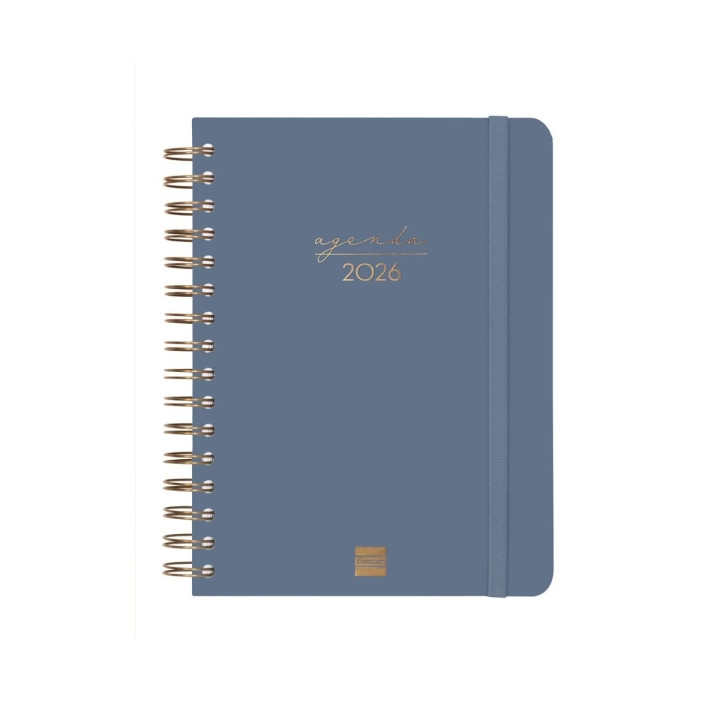Finocam Alma Agenda en Catalan - Anual 2026 - con Espiral - Formato E10 - 180x30x220mm - 1 Dia por Pagina - Color Azul