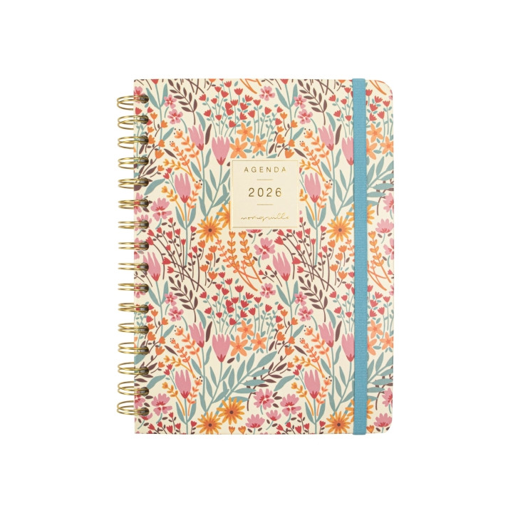 Finocam Moniquilla Agenda de Espiral en Catalan - Anual 2026 - Planificador - Cierre de Goma - Formato E10 - 155X212mm - Semana