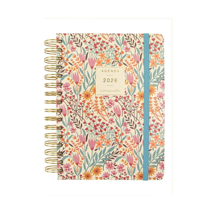 Finocam Moniquilla Agenda de Espiral en Catalan - Anual 2026 - Planificador - Cierre de Goma - Formato E10 - 155X212mm - 1 Dia