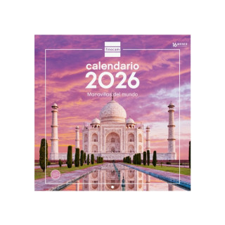 Finocam Calendario de Pared - Anual 2026 - Imagenes Variadas - 300x300mm - Espacio para Escribir - Tematica de Maravillas Del M