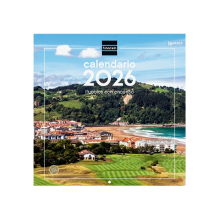 Finocam Calendario de Pared - Anual 2026 - Imagenes Variadas - 300x300mm - Espacio para Escribir - Tematica de Ciudades y Puebl