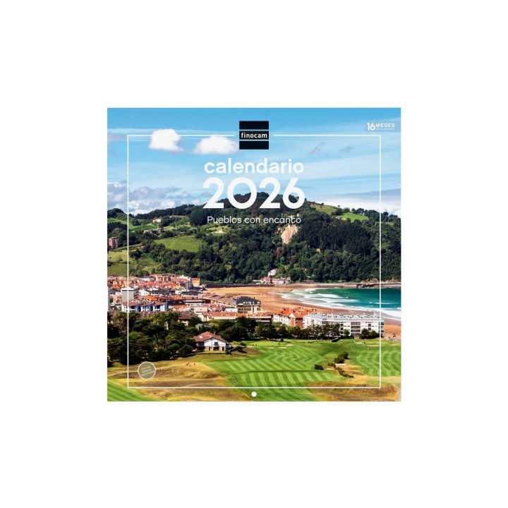 Finocam Calendario de Pared - Anual 2026 - Imagenes Variadas - 300x300mm - Espacio para Escribir - Tematica de Ciudades y Puebl