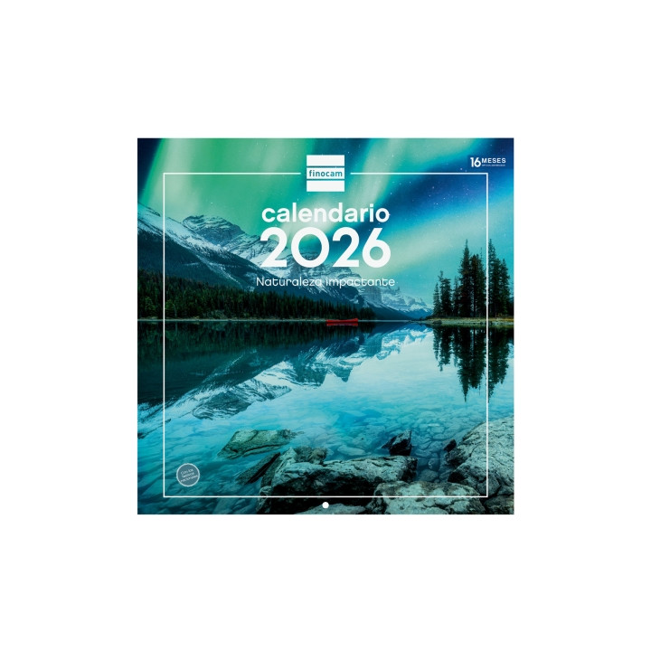 Finocam Calendario de Pared - Anual 2026 - Imagenes Variadas - 300x300mm - Espacio para Escribir - Tematica de Naturaleza