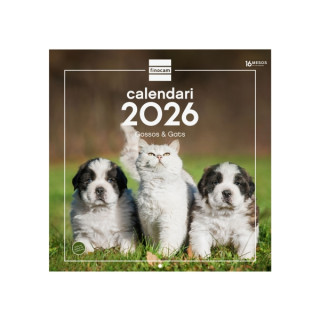 Finocam Calendario de Pared en Catalan - Anual 2026 - Imagenes Variadas - 300x300mm - Espacio para Escribir - Tematica de Perro