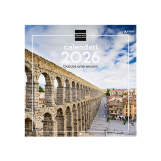Finocam Calendario de Pared en Catalan - Anual 2026 - Imagenes Variadas - 300x300mm - Espacio para Escribir - Tematica de Ciuda