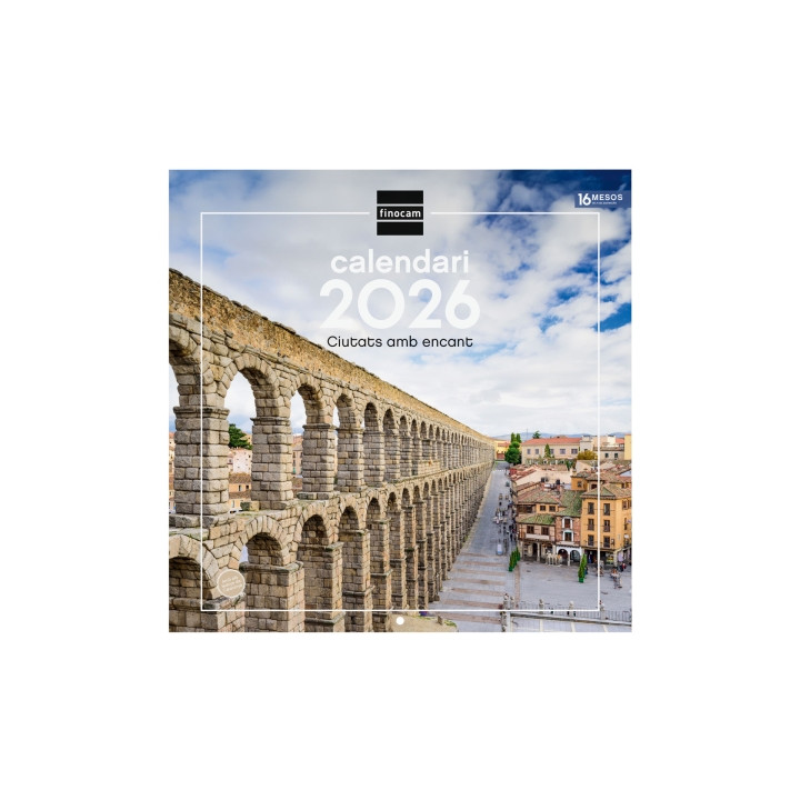 Finocam Calendario de Pared en Catalan - Anual 2026 - Imagenes Variadas - 300x300mm - Espacio para Escribir - Tematica de Ciuda