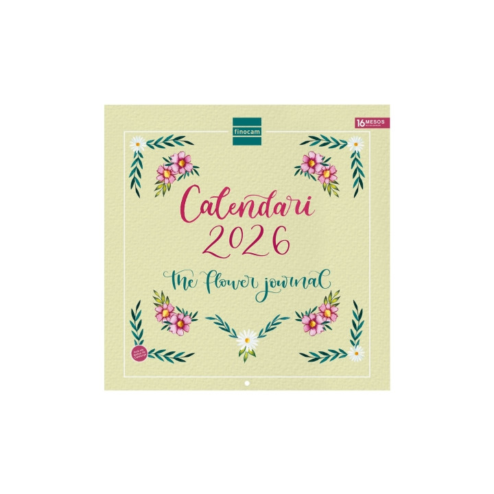 Finocam Calendario de Pared en Catalan - Anual 2026 - Imagenes Variadas - 300x300mm - Espacio para Escribir - Tematica de Flore