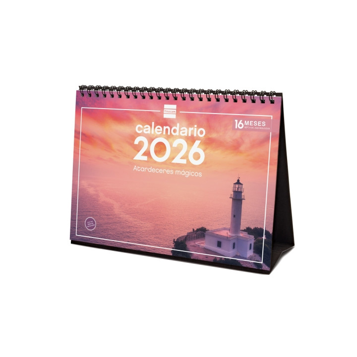 Finocam Calendario de Sobremesa - Anual 2026 - Imagenes Variadas - Espacio para Escribir - Tematica de Atardeceres Magicos