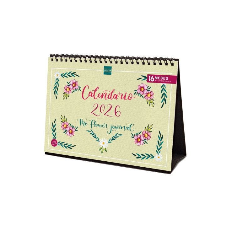 Finocam Calendario de Sobremesa - Anual 2026 - Imagenes Variadas - Espacio para Escribir - Tematica de Flores