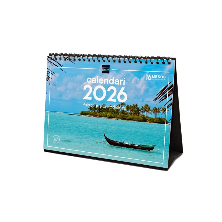 Finocam Calendario de Sobremesa en Catalan - Anual 2026 - Imagenes Variadas - Espacio para Escribir - Tematica de Paisajes