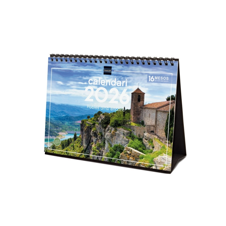 Finocam Calendario de Sobremesa en Catalan - Anual 2026 - Imagenes Variadas - Espacio para Escribir - Tematica de Ciudades y Pu