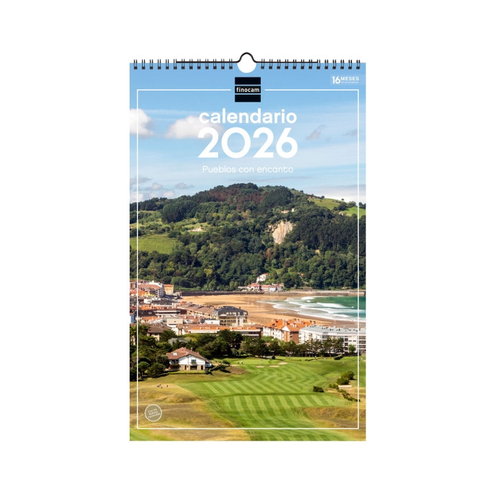 Finocam Calendario de Pared - Anual 2026 - Imagenes Variadas - con Espiral - Espacio para Escribir - Tematica de Ciudades y Pue