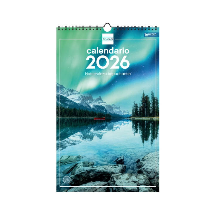 Finocam Calendario de Pared - Anual 2026 - Imagenes Variadas - con Espiral - Espacio para Escribir - Tematica de Naturaleza
