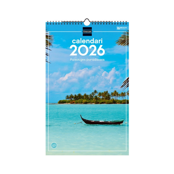 Finocam Calendario de Pared en Catalan - Anual 2026 - Imagenes Variadas - con Espiral - Espacio para Escribir - Tematica de Pai
