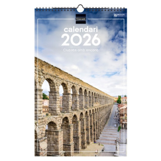 Finocam Calendario de Pared en Catalan - Anual 2026 - Imagenes Variadas - con Espiral - Espacio para Escribir - Tematica de Ciu