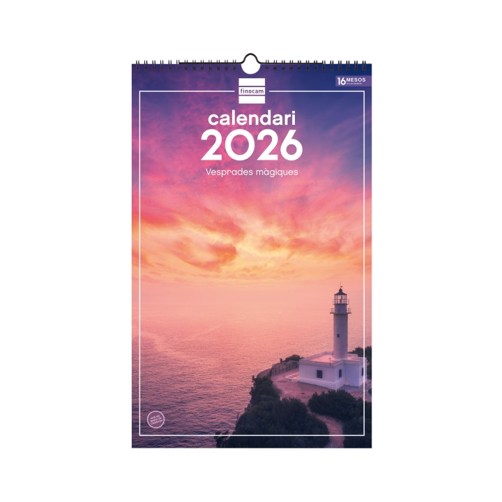 Finocam Calendario de Pared en Catalan - Anual 2026 - Imagenes Variadas - con Espiral - Espacio para Escribir - Tematica de Ata
