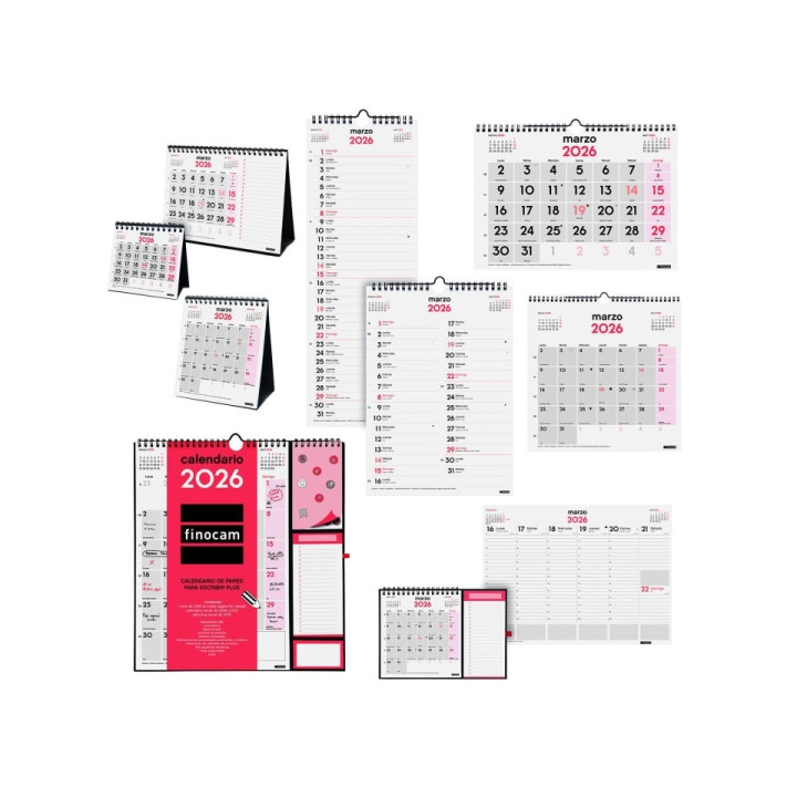 Finocam Pack de 70 Calendarios Neutros Surtidos - Anual 2026 - Color Surtidos