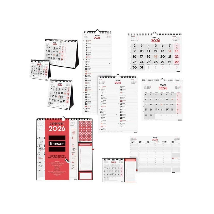 Finocam Pack de 70 Calendarios Neutros Surtidos en Catalan - Anual 2026 - Color Surtidos