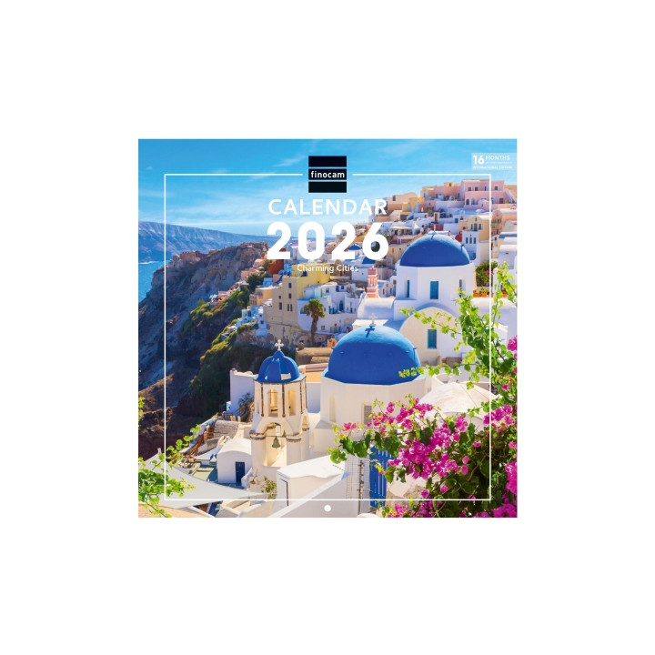 Finocam Calendario de Pared Internacional - Anual 2026 - Imagenes Variadas - 311x5x305mm - Tematica de Ciudades y Pueblos