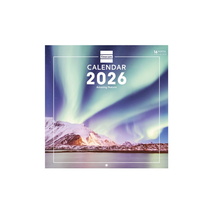 Finocam Calendario de Pared Internacional - Anual 2026 - Imagenes Variadas - 311x5x305mm - Tematica de Naturaleza