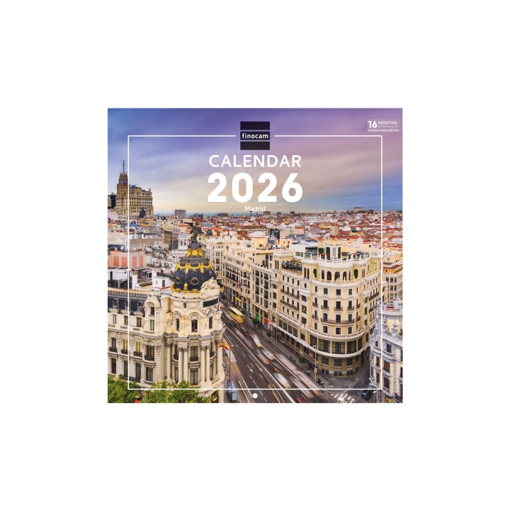 Finocam Calendario de Pared Internacional - Anual 2026 - Imagenes Variadas - 311x5x305mm - Tematica de Madrid