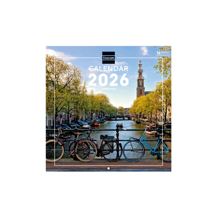 Finocam Calendario de Pared Internacional - Anual 2026 - Imagenes Variadas - 311x5x305mm - Tematica de Amsterdam