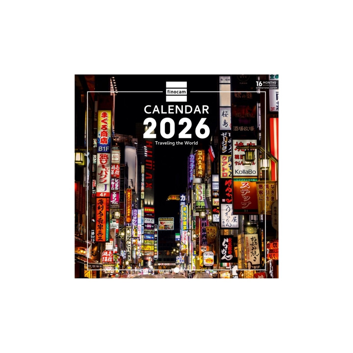 Finocam Calendario de Pared Internacional - Anual 2026 - Imagenes Variadas - 191x5x185mm - Tematica de Viajes