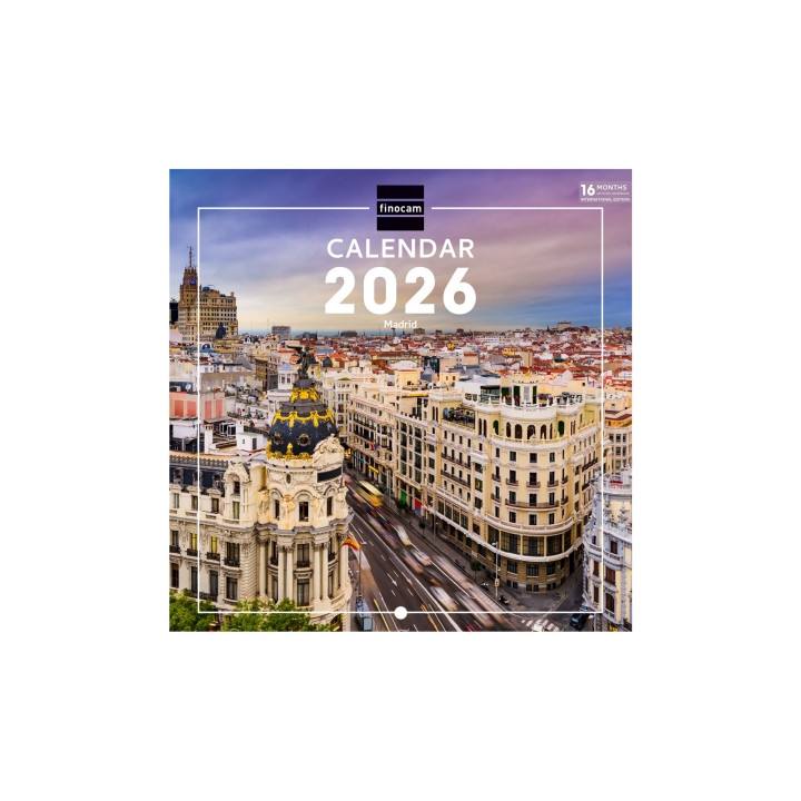 Finocam Calendario de Pared Internacional - Anual 2026 - Imagenes Variadas - 191x5x185mm - Tematica de Madrid