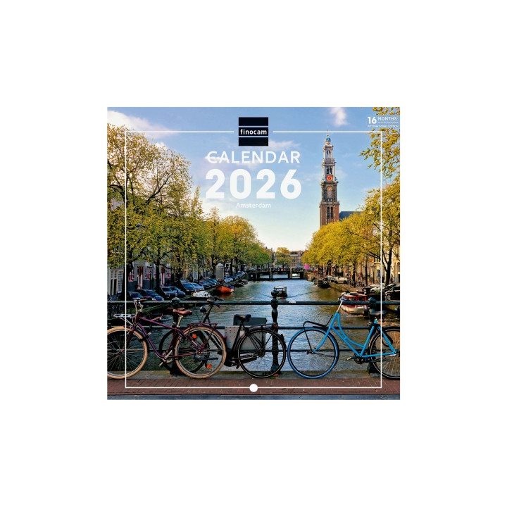 Finocam Calendario de Pared Internacional - Anual 2026 - Imagenes Variadas - 191x5x185mm - Tematica de Amsterdam