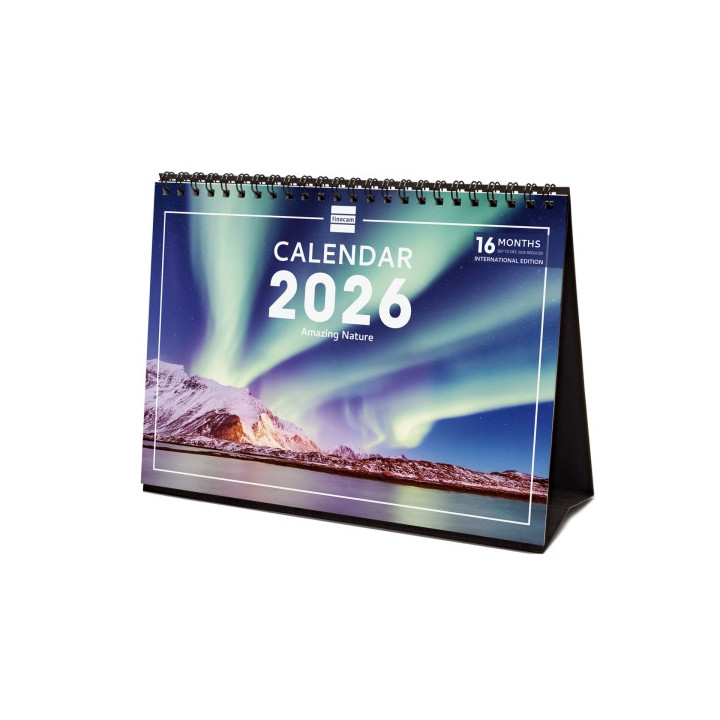 Finocam Calendario de Sobremesa Internacional - Anual 2026 - Imagenes Variadas - 210x70x155mm - Tematica de Naturaleza