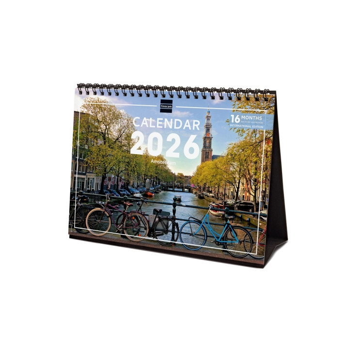 Finocam Calendario de Sobremesa Internacional - Anual 2026 - Imagenes Variadas - 210x70x155mm - Tematica de Amsterdam