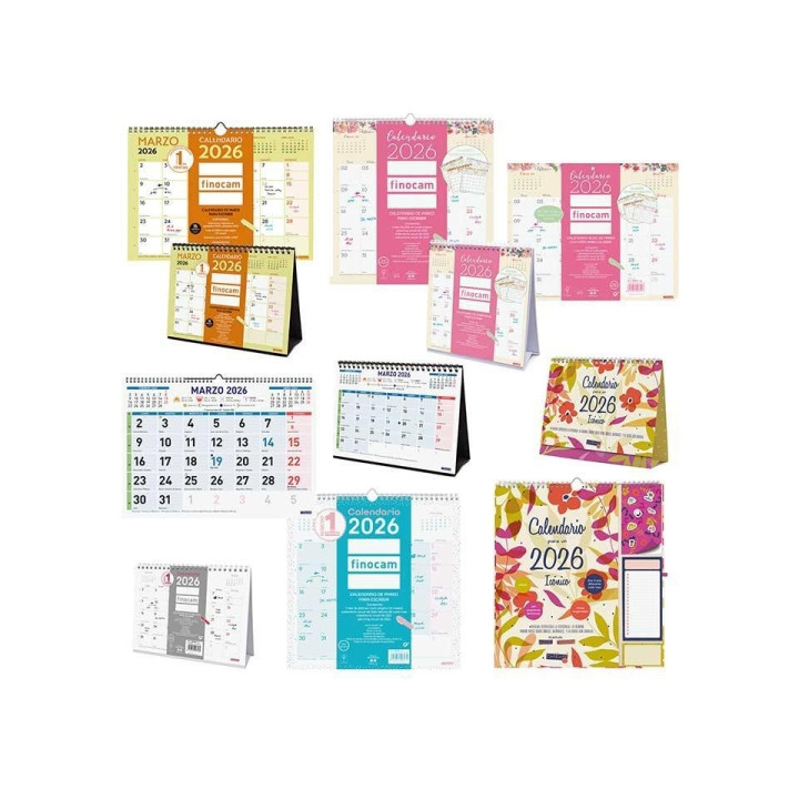 Finocam Trendy Pack de 44 Calendarios Surtidos - Anual 2026 - Color Surtidos