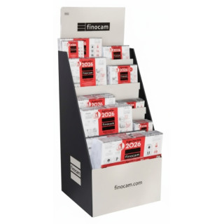 Finocam Expositor de Pie con 125 Calendarios Neutros Surtidos - Anual 2026 - Estructura de Carton - Color Surtidos