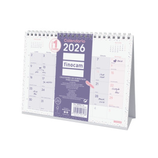 Finocam Chic Calendario de Sobremesa - Anual 2026 - 210x70x155mm - Espacio para Escribir - Color Morado
