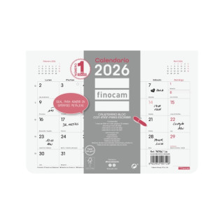 Finocam Chic Calendario Imantado - Anual 2026 - Bloc Encolado - 210x6x150mm - Espacio para Escribir - Color Blanco
