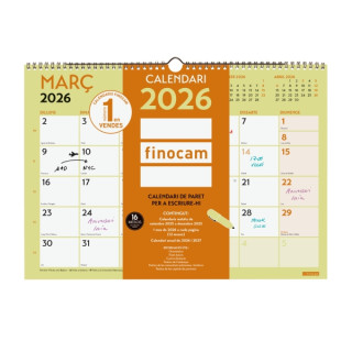 Finocam Grafik Calendario de Pared en Catalan - Anual 2026 - 420x10x300mm - Espacio para Escribir - Color Surtidos