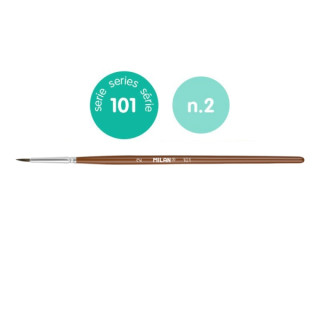 Milan 101 Pack de 12 Pinceles Escolares Redondos Numero 2 - Bolsa con Colgador - Pelo de Cabra y Sintetico - Color Madera Oscur