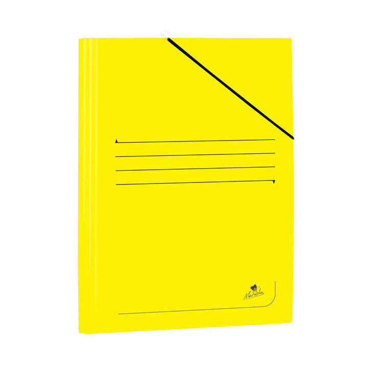 Mariola Carpeta de Carton Plastificado Folio 500gr/m2 - Medidas 34x25cm - Cierre con Goma Elastica - Color Amarillo