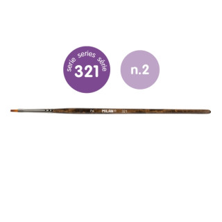 Milan 321 Pack de 12 Pinceles Planos Numero 2 - Bolsa con Colgador - Pelo Sintetico - Color Madera Oscuro