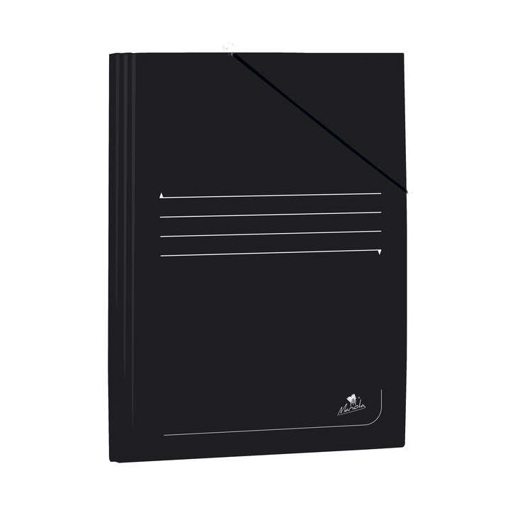 Mariola Carpeta de Carton Plastificado Folio 500gr/m2 - Medidas 34x25cm - Cierre con Goma Elastica - Color Negro