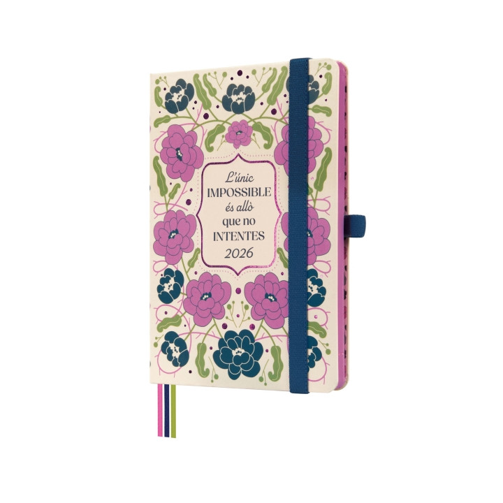 Finocam Minimal Design Agenda en Catalan - Anual 2026 - Tapa Dura - Cierre con Goma Elastica - Formato M4 - 124x15x174mm - Sema