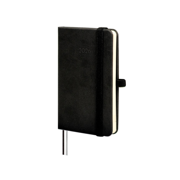 Finocam Minimal Textura Agenda - Anual 2026 - Tapa Dura - Cierre con Goma Elastica - Formato M2 - 86x17x132mm - Semana Vista Ho