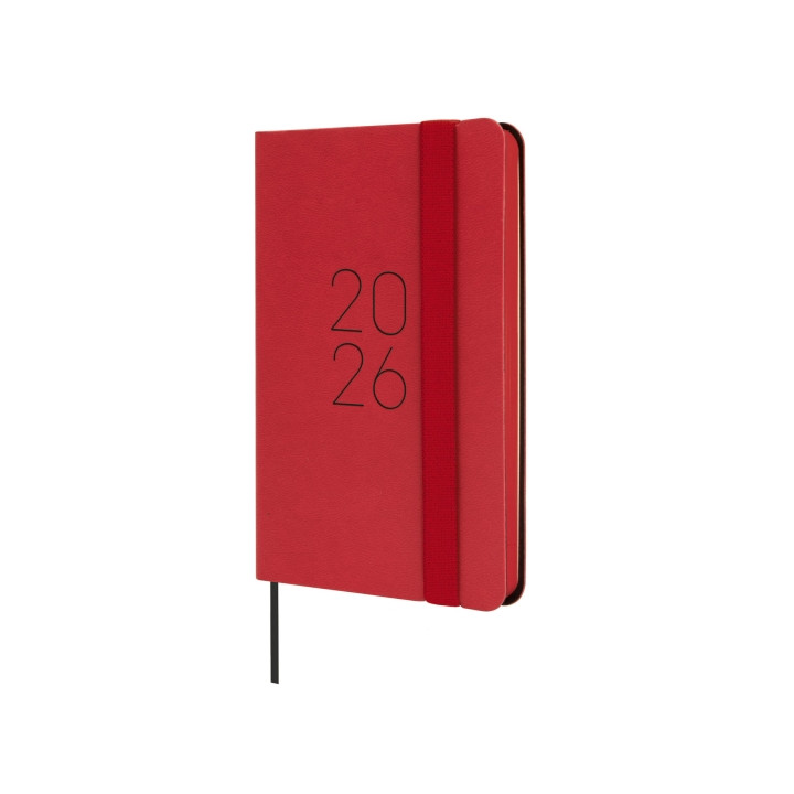 Finocam Flexi Lisa Agenda - Anual 2026 - Tapa Blanda - Formato F2 - 85x13x130mm - Semana Vista Horizontal - Color Rojo