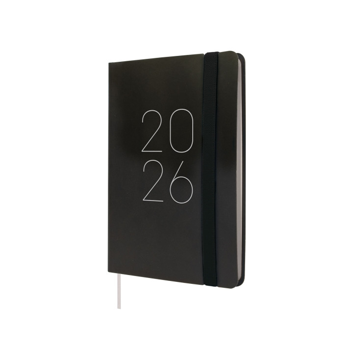 Finocam Flexi Lisa Agenda - Anual 2026 - Tapa Blanda - Formato F4 - 120x13x172mm - Semana Vista Horizontal - Color Negro