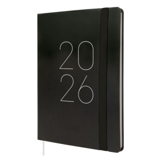 Finocam Flexi Lisa Agenda - Anual 2026 - Tapa Blanda - Formato FA5 - 151x13x214mm - Semana Vista en Vertical - Color Negro